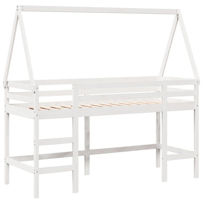 Lit superposé avec échelle et toit sans matelas blanc 90x200 cm