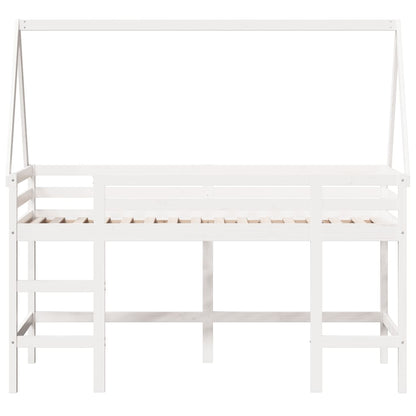 Lit superposé avec échelle et toit sans matelas blanc 90x200 cm