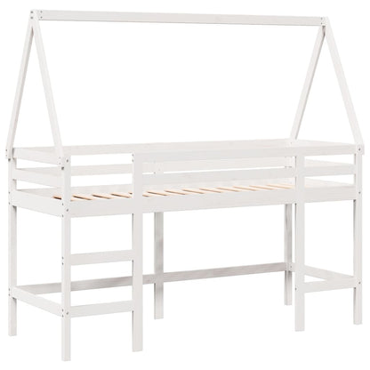 Lit superposé avec échelle et toit sans matelas blanc 80x200 cm