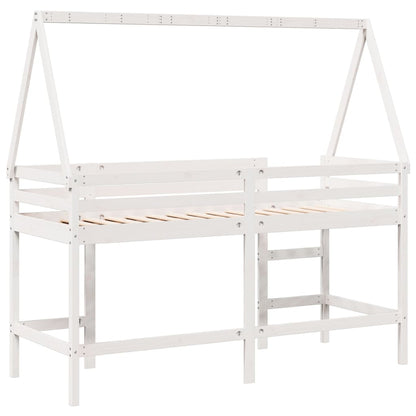 Lit superposé avec échelle et toit sans matelas blanc 80x200 cm