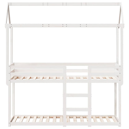 Lit superposé sans matelas blanc 90x190 cm bois de pin massif