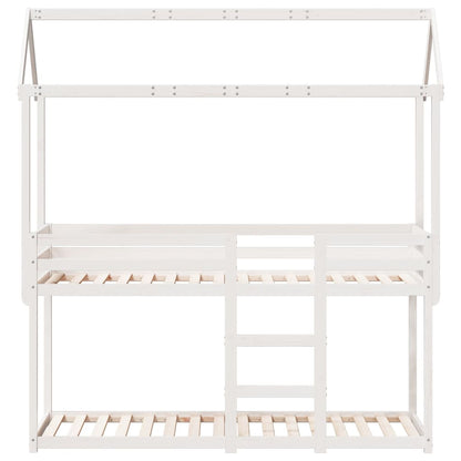 Lit superposé sans matelas blanc 90x190 cm bois de pin massif