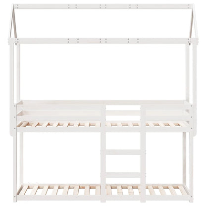 Lit superposé sans matelas blanc 75x190 cm bois de pin massif