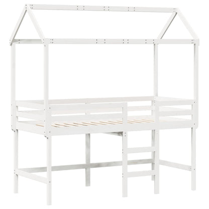 Lit superposé avec échelle et toit sans matelas blanc 80x200 cm