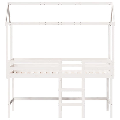 Lit superposé avec échelle et toit sans matelas blanc 80x200 cm