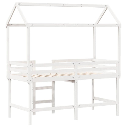 Lit superposé avec échelle et toit sans matelas blanc 80x200 cm