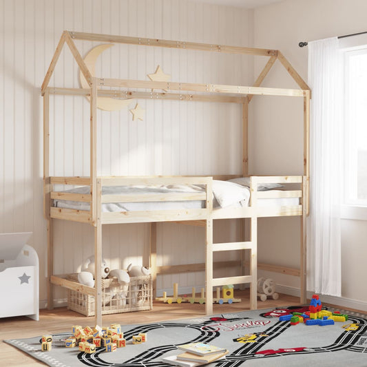 Lit superposé avec échelle et toit sans matelas 90x190 cm