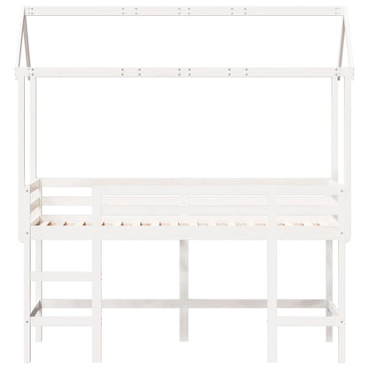 Lit superposé avec échelle et toit sans matelas blanc 80x200 cm