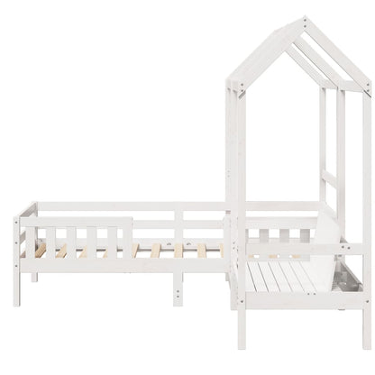 Ensemble de lit et de banc avec toit sans matelas 75x190 cm