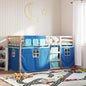 Lit superposé sans matelas bleu 80x200 cm bois de pin massif