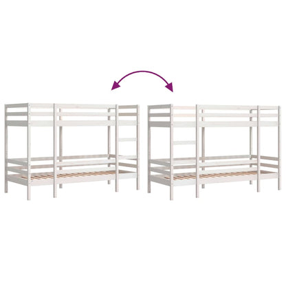 Lit superposé sans matelas blanc 80x200 cm bois de pin massif