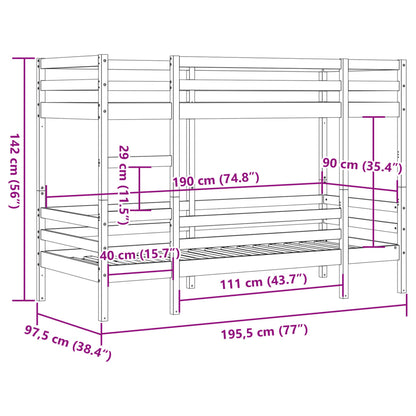 Lit superposé sans matelas 90x190 cm bois de pin massif