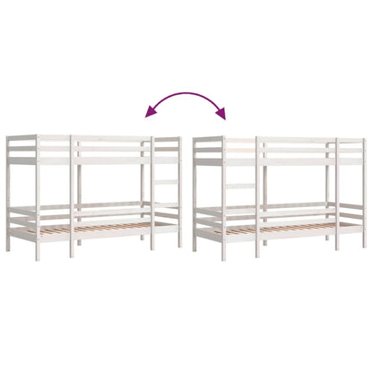 Lit superposé sans matelas blanc 75x190 cm bois de pin massif