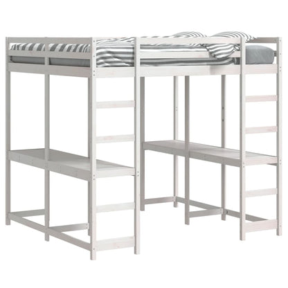 Lit superposé et bureau et échelle 200x200cm bois de pin massif
