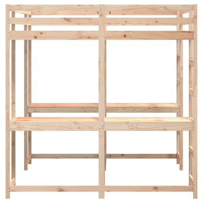Lit superposé et bureau et échelle 140x200cm bois de pin massif
