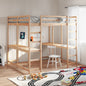 Lit superposé et bureau et échelle 140x200cm bois de pin massif