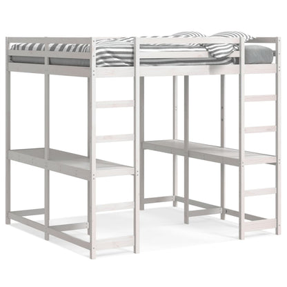Lit superposé et bureau et échelle 140x200cm bois de pin massif