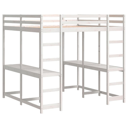 Lit superposé et bureau et échelle 140x200cm bois de pin massif