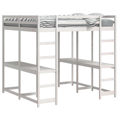 Lit superposé et bureau et échelle 140x200cm bois de pin massif