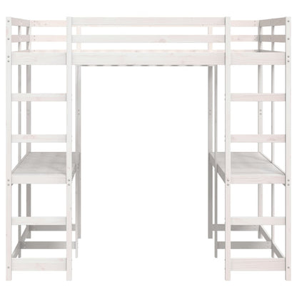 Lit superposé et bureau et échelle 140x200cm bois de pin massif