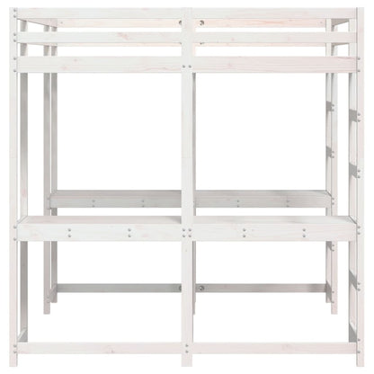 Lit superposé et bureau et échelle 140x200cm bois de pin massif