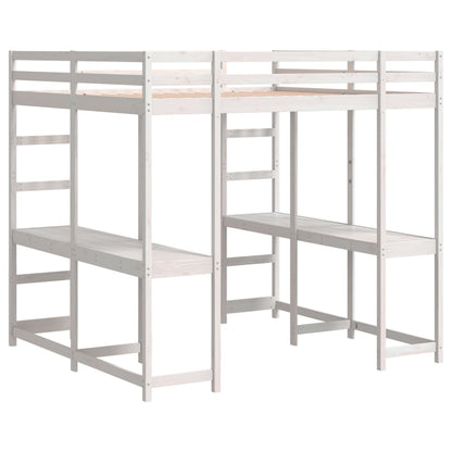 Lit superposé et bureau et échelle 140x200cm bois de pin massif