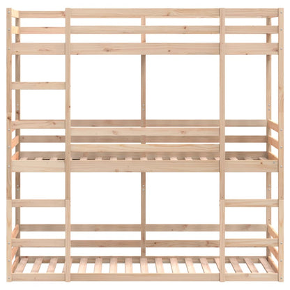 Lit superposé triple sans matelas 90x190 cm bois de pin massif