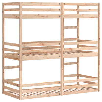 Lit superposé triple sans matelas 90x190 cm bois de pin massif