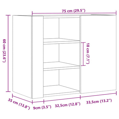 Armoire murale blanc 75x35x60 cm bois d'ingénierie