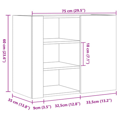 Armoire murale gris béton 75x35x60 cm bois d'ingénierie