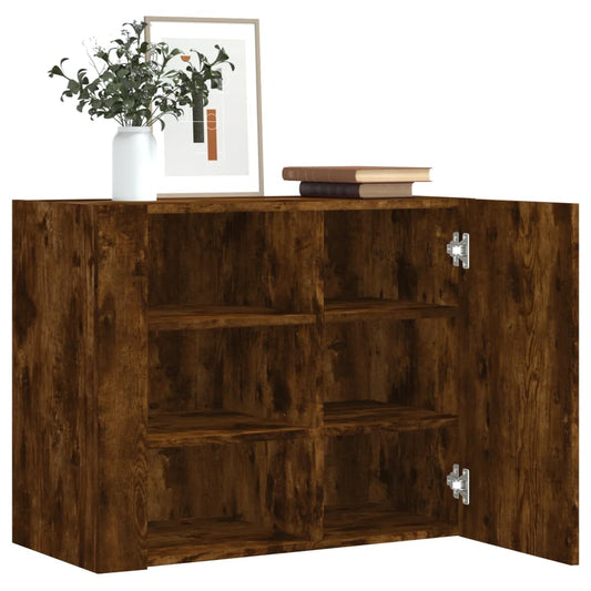 Armoire murale chêne fumé 75x35x60 cm bois d'ingénierie