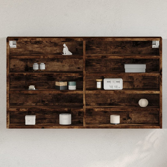 Armoire à vitrine chêne fumé 100x15x58 cm bois d'ingénierie