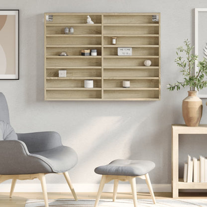 Armoire à vitrine chêne sonoma 100x8,5x75 cm bois d'ingénierie