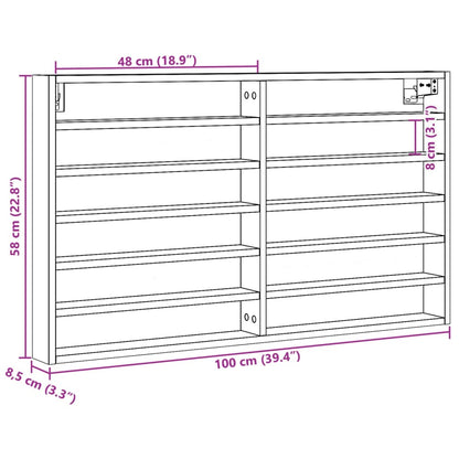 Armoire à vitrine gris béton 100x8,5x58 cm bois d'ingénierie