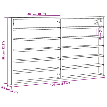 Armoire à vitrine chêne fumé 100x8,5x58 cm bois d'ingénierie