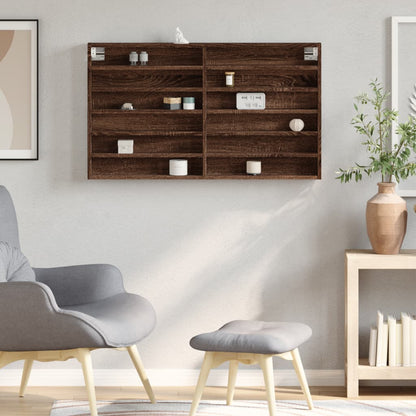 Armoire à vitrine chêne marron 100x8,5x58 cm bois d'ingénierie