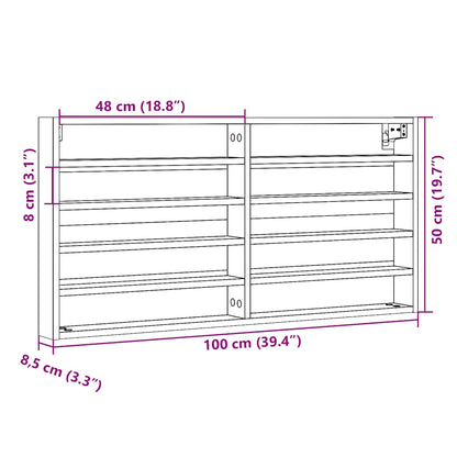 Armoire à vitrine chêne sonoma 100x8,5x50 cm bois d'ingénierie