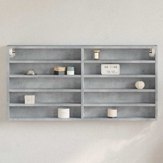 Armoire à vitrine gris béton 100x8,5x50 cm bois d'ingénierie
