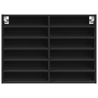 Armoire à vitrine noir 80x8,5x58 cm bois d'ingénierie