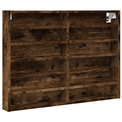 Armoire à vitrine chêne fumé 80x8,5x58 cm bois d'ingénierie