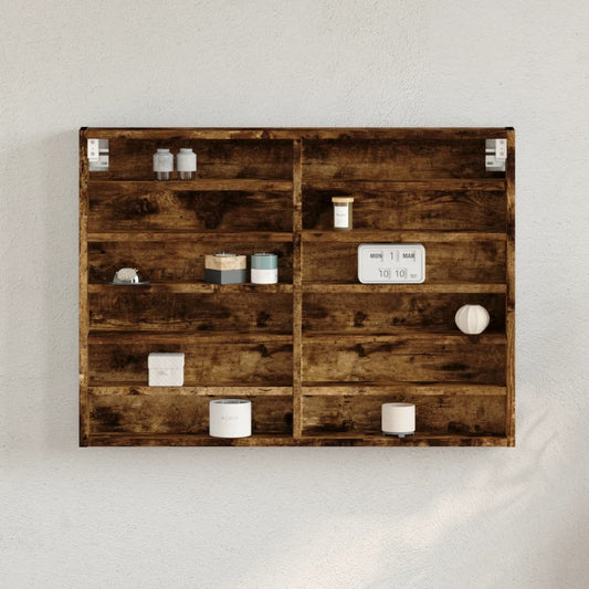 Armoire à vitrine chêne fumé 80x8,5x58 cm bois d'ingénierie
