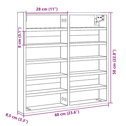 Armoire à vitrine blanc 60x8,5x58 cm bois d'ingénierie