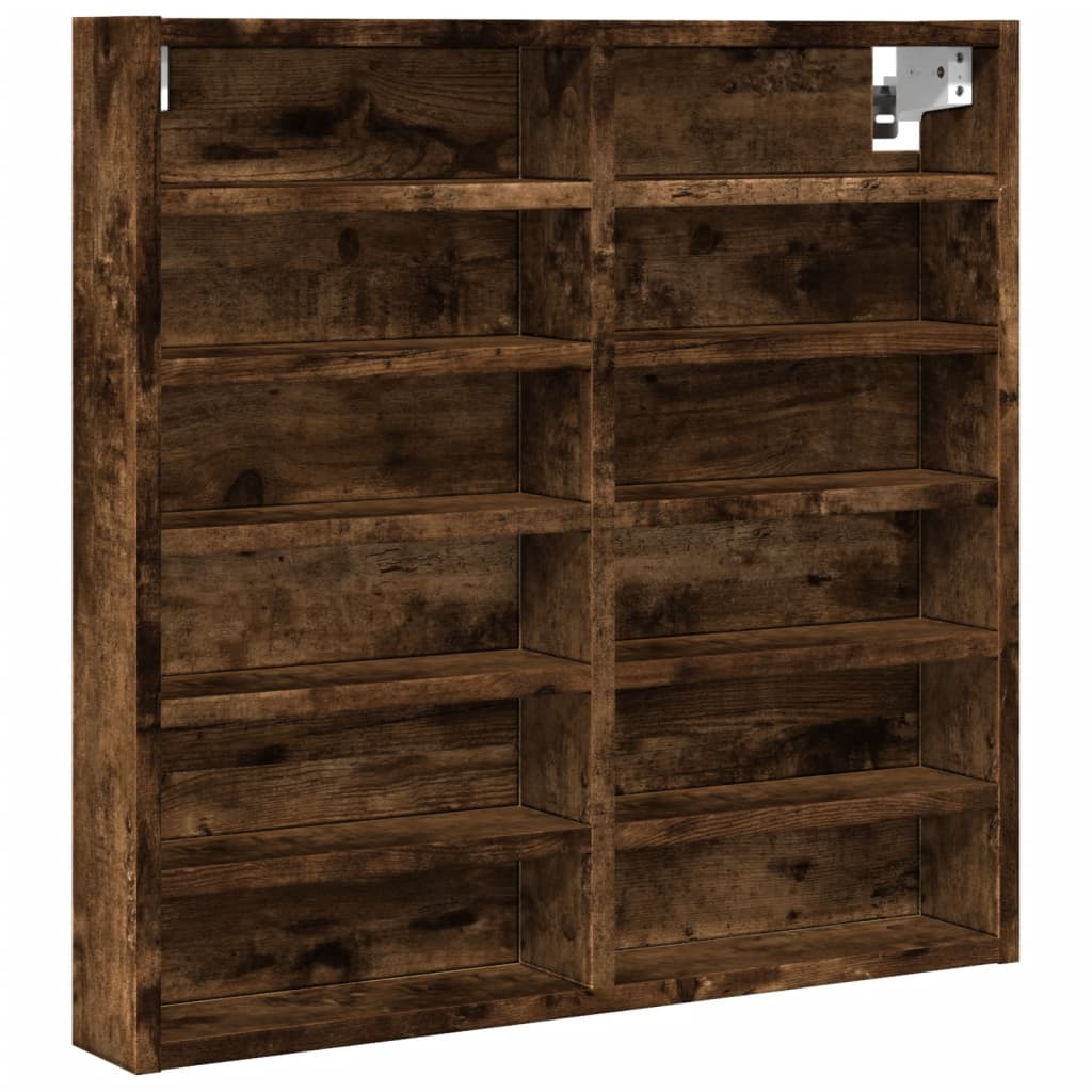 Armoire à vitrine chêne fumé 60x8,5x58 cm bois d'ingénierie