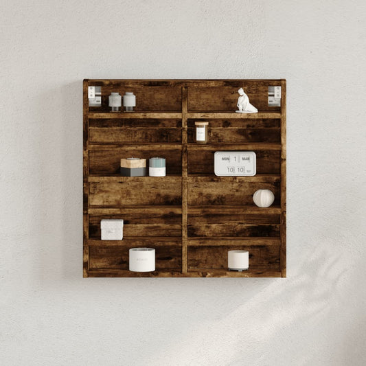 Armoire à vitrine chêne fumé 60x8,5x58 cm bois d'ingénierie