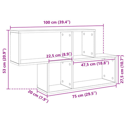 Étagère murale gris béton 100x20x53 cm bois d'ingénierie