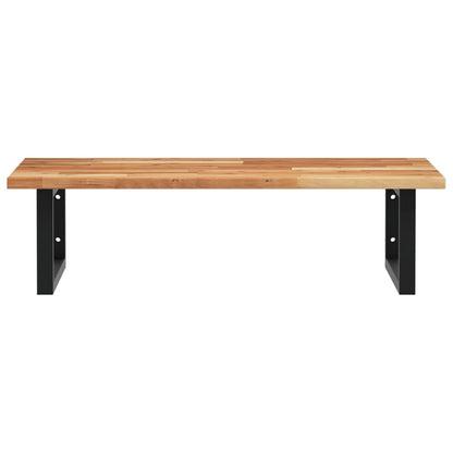 Étagère de vasque murale acier et bois massif d'acacia