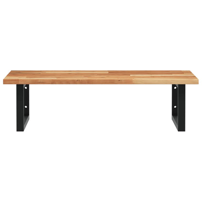 Étagère de vasque murale acier et bois massif d'acacia