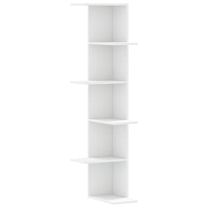 Étagère d'angle murale blanc 36,5x36,5x140 cm bois d'ingénierie