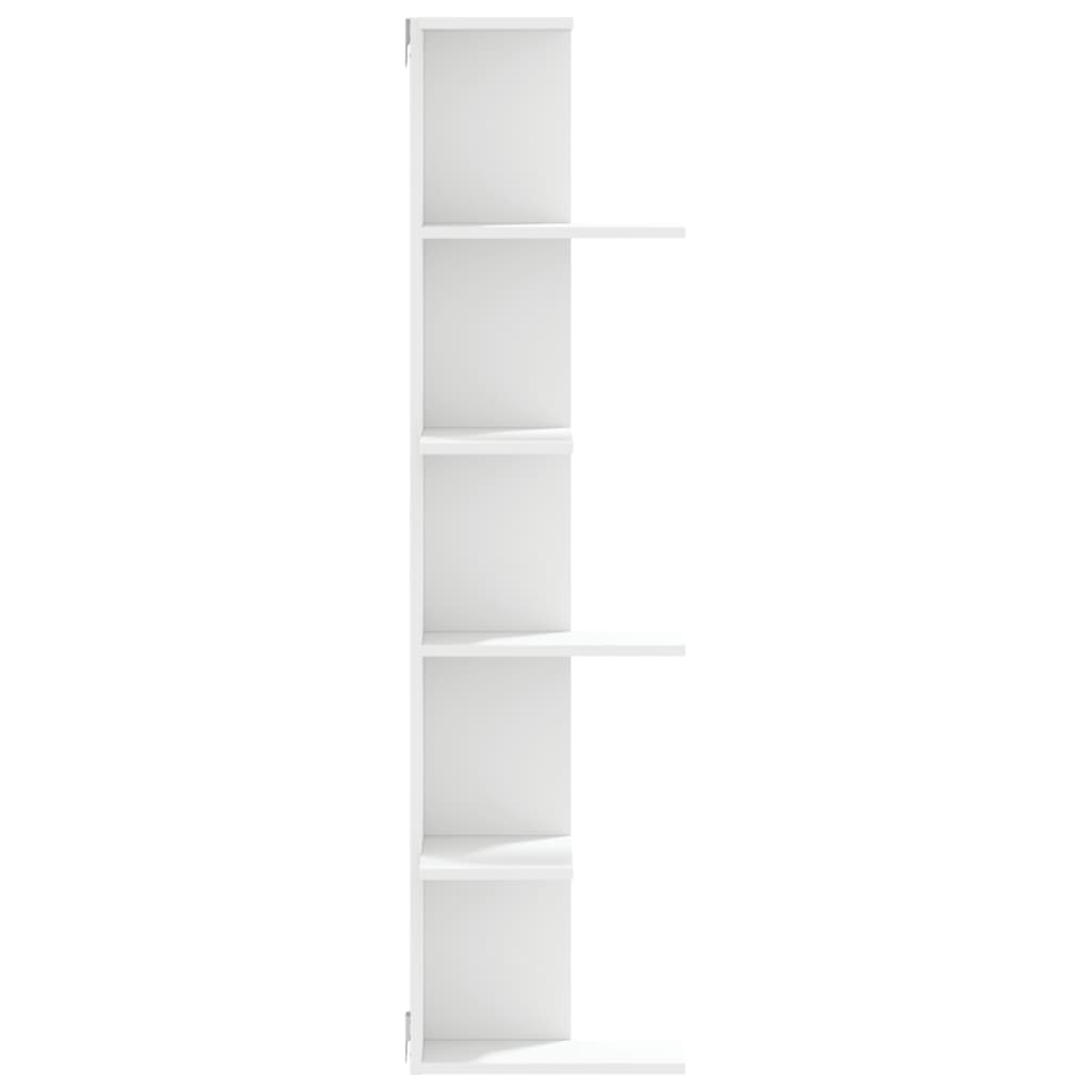 Étagère d'angle murale blanc 36,5x36,5x140 cm bois d'ingénierie