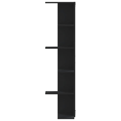Étagère d'angle murale noir 36,5x36,5x140 cm bois d'ingénierie